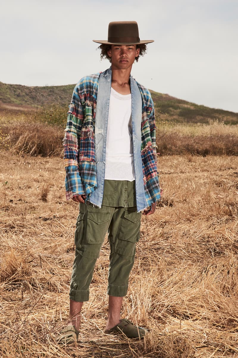 greg lauren spring summer 2020 collection lookbook release overalls accessories Ponchos Brimmed Hats Pants Shirts Jackets Green Tan Orange Black Silver Red Brown White ss20