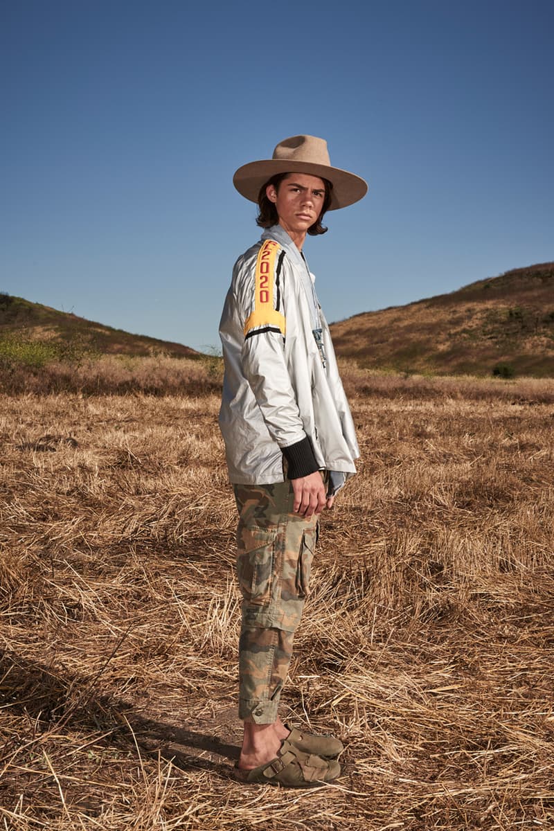 greg lauren spring summer 2020 collection lookbook release overalls accessories Ponchos Brimmed Hats Pants Shirts Jackets Green Tan Orange Black Silver Red Brown White ss20