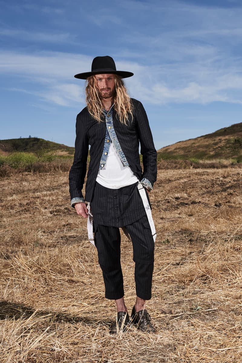 greg lauren spring summer 2020 collection lookbook release overalls accessories Ponchos Brimmed Hats Pants Shirts Jackets Green Tan Orange Black Silver Red Brown White ss20