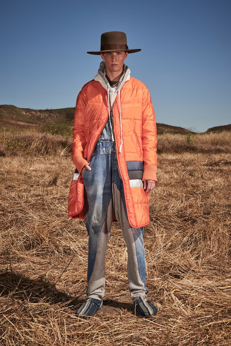 greg lauren spring summer 2020 collection lookbook release overalls accessories Ponchos Brimmed Hats Pants Shirts Jackets Green Tan Orange Black Silver Red Brown White ss20