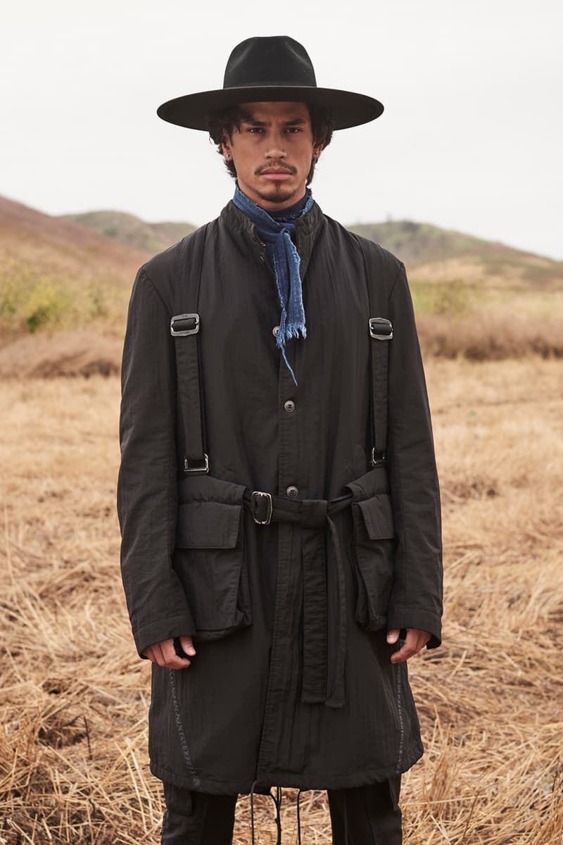 greg lauren spring summer 2020 collection lookbook release overalls accessories Ponchos Brimmed Hats Pants Shirts Jackets Green Tan Orange Black Silver Red Brown White ss20