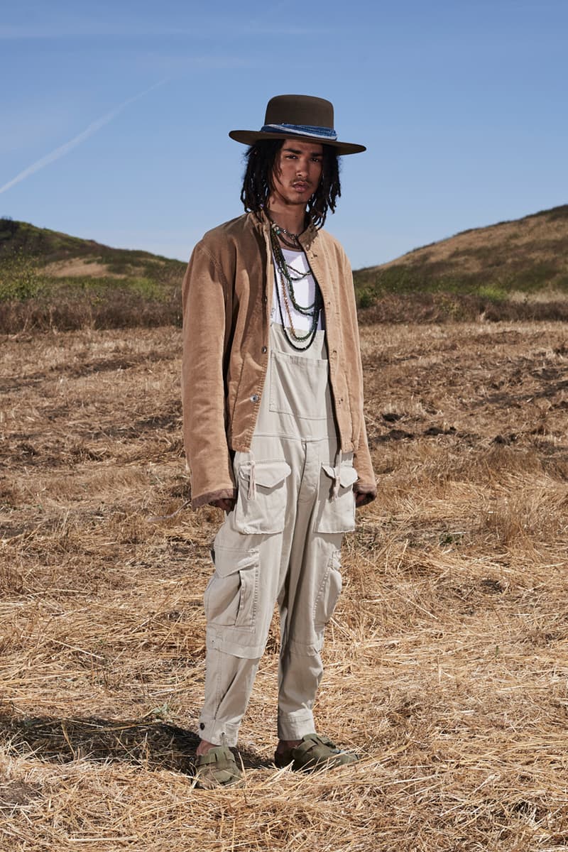 greg lauren spring summer 2020 collection lookbook release overalls accessories Ponchos Brimmed Hats Pants Shirts Jackets Green Tan Orange Black Silver Red Brown White ss20