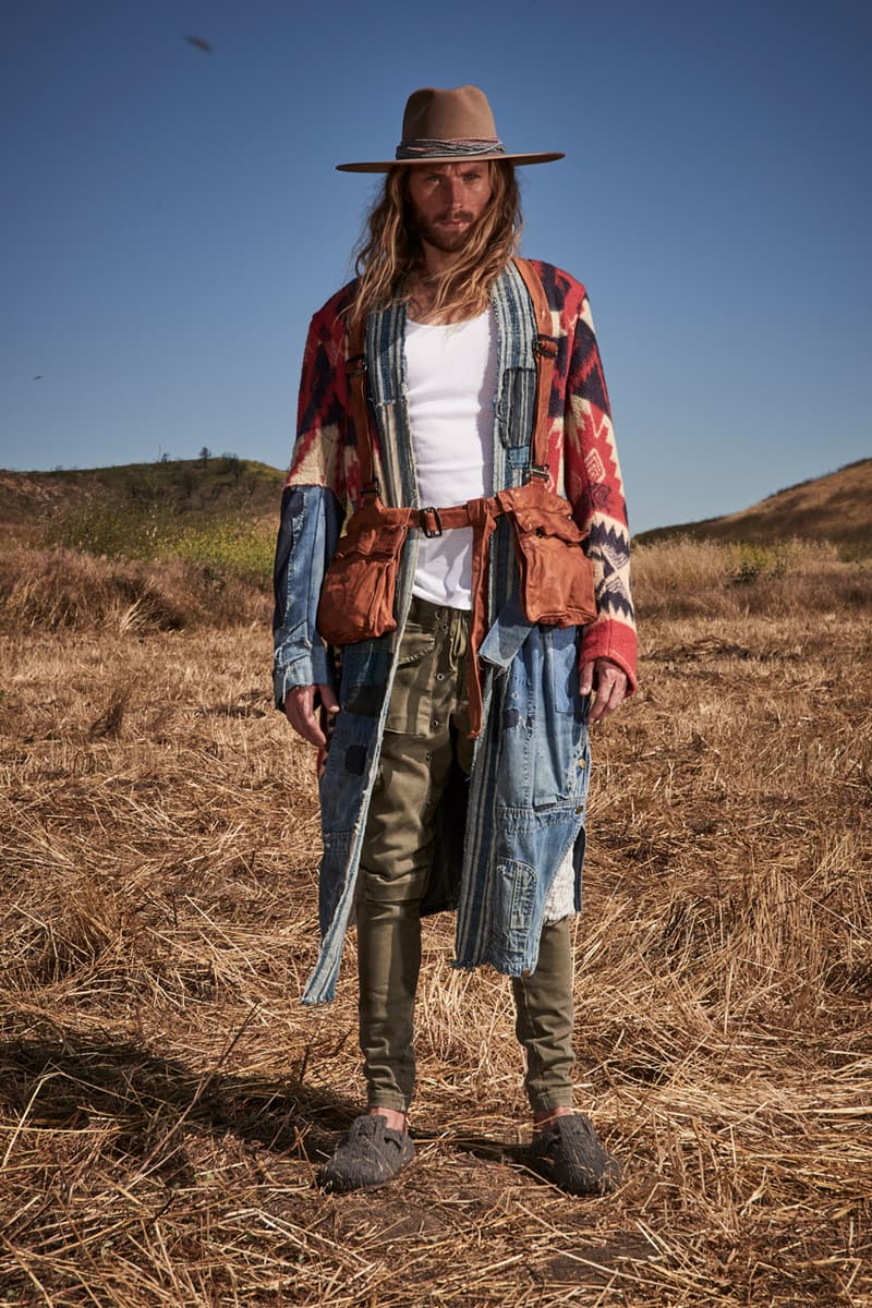 greg lauren spring summer 2020 collection lookbook release overalls accessories Ponchos Brimmed Hats Pants Shirts Jackets Green Tan Orange Black Silver Red Brown White ss20