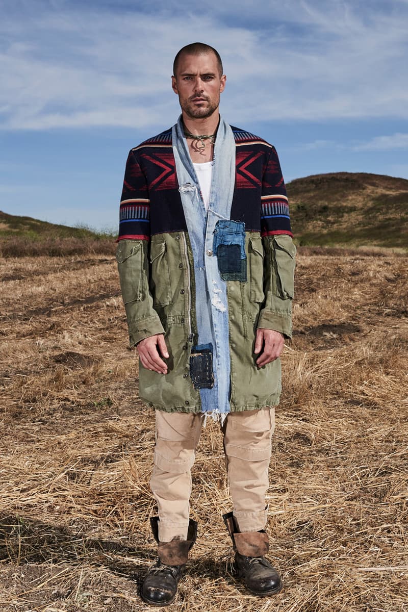 greg lauren spring summer 2020 collection lookbook release overalls accessories Ponchos Brimmed Hats Pants Shirts Jackets Green Tan Orange Black Silver Red Brown White ss20