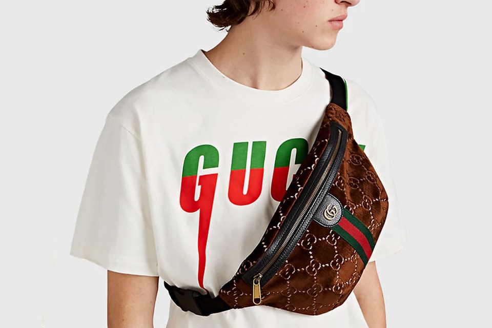 Gucci GG-Pattern Brown Velvet Belt Bag Release