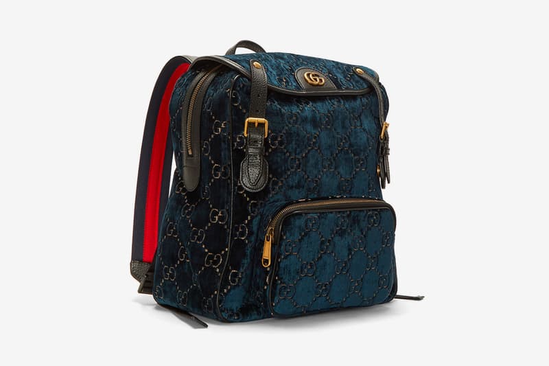 Gucci Monogram Blue Velvet Backpack Release | Hypebeast