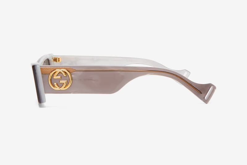 Gucci Rectangle Acetate Pre-Fall Winter 19 Release Pearlescent Neon Grey Green