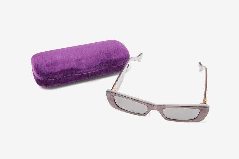 Gucci Rectangle Acetate Pre-Fall Winter 19 Release Pearlescent Neon Grey Green