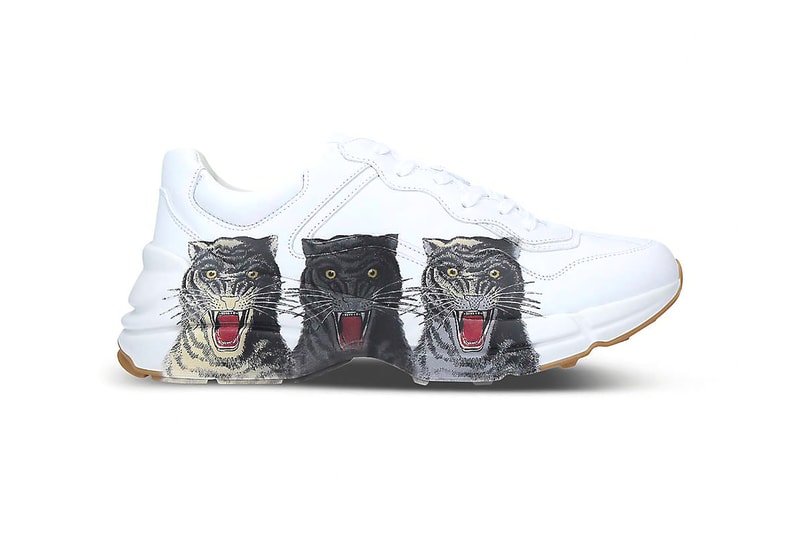 Gucci Rhyton Triple Tiger Print Sneaker Release kicks footwear trainers Italian fashion 