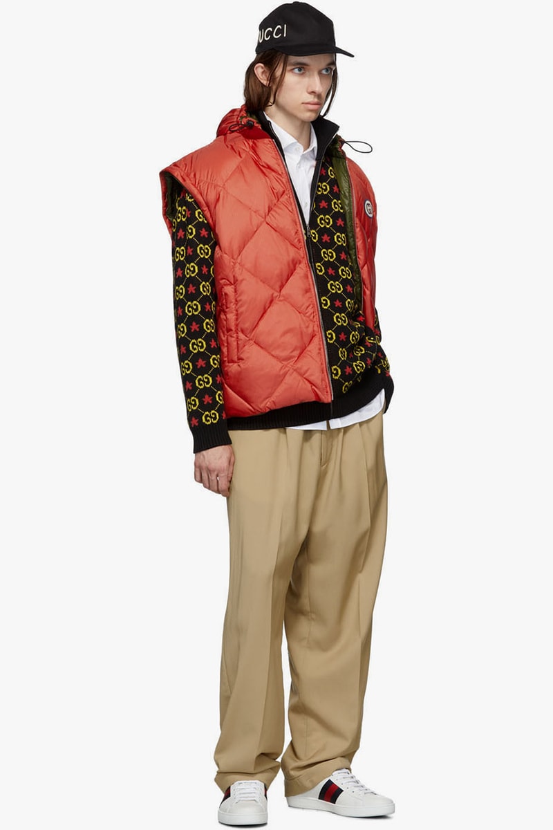 Gucci Black GG Star Sweater Navy & White Jacquard Zip-Up Sweater Long Sleeve Knit Rib Mock Neck Jacquard GG Logos Alessandro Michele Fall Winter 2019 FW19 