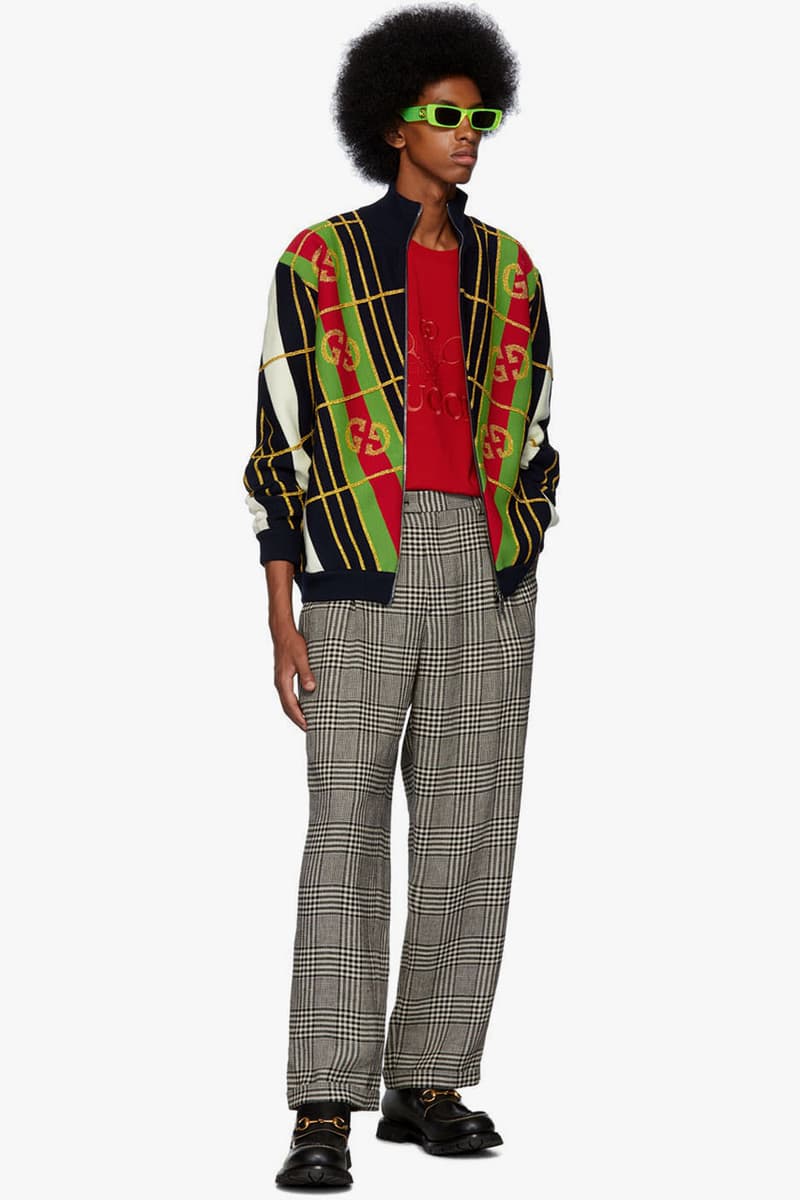 Gucci Black GG Star Sweater Navy & White Jacquard Zip-Up Sweater Long Sleeve Knit Rib Mock Neck Jacquard GG Logos Alessandro Michele Fall Winter 2019 FW19 