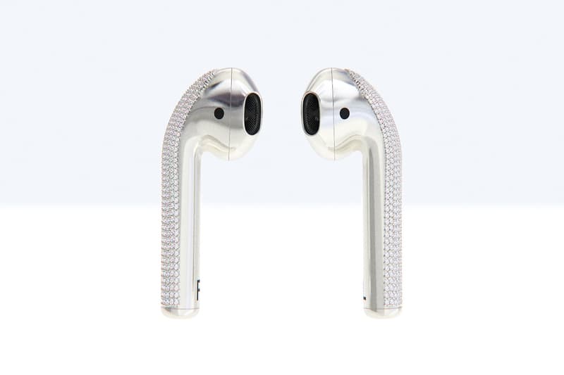 Ian DeLucca Diamond encrusted AirPods White Gold Marble Sculpture New Materialism 20000 usd