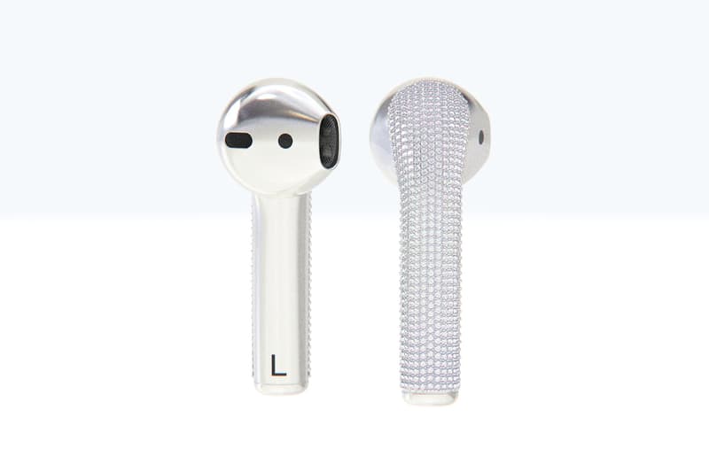 Ian DeLucca Diamond encrusted AirPods White Gold Marble Sculpture New Materialism 20000 usd