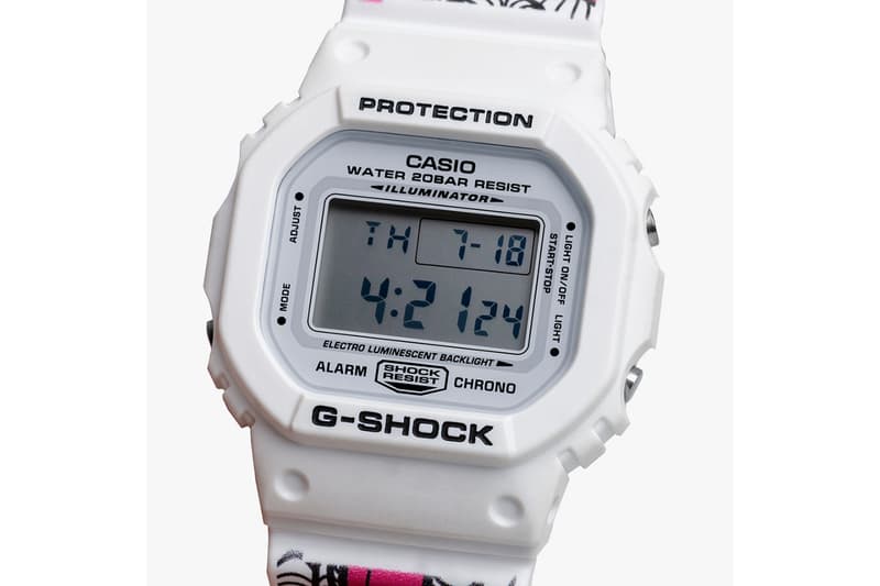 INSA x Casio G-Shock DW-5600MW-7INSA Watch Timepiece Collaboration Protection Water Resistance Illuminator White Pink Black Floral Pattern Design G-CREATIVE Campaign First Look Graffiti Fetish Anniversary 15 Years 