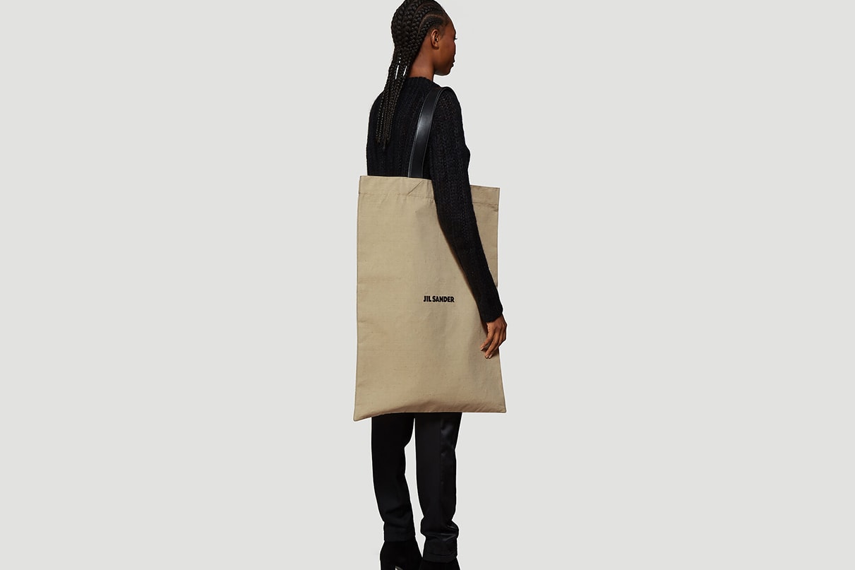 JIL Sander Beige Flat Canvas Tote Bag Release oversized bags carry items accessories 