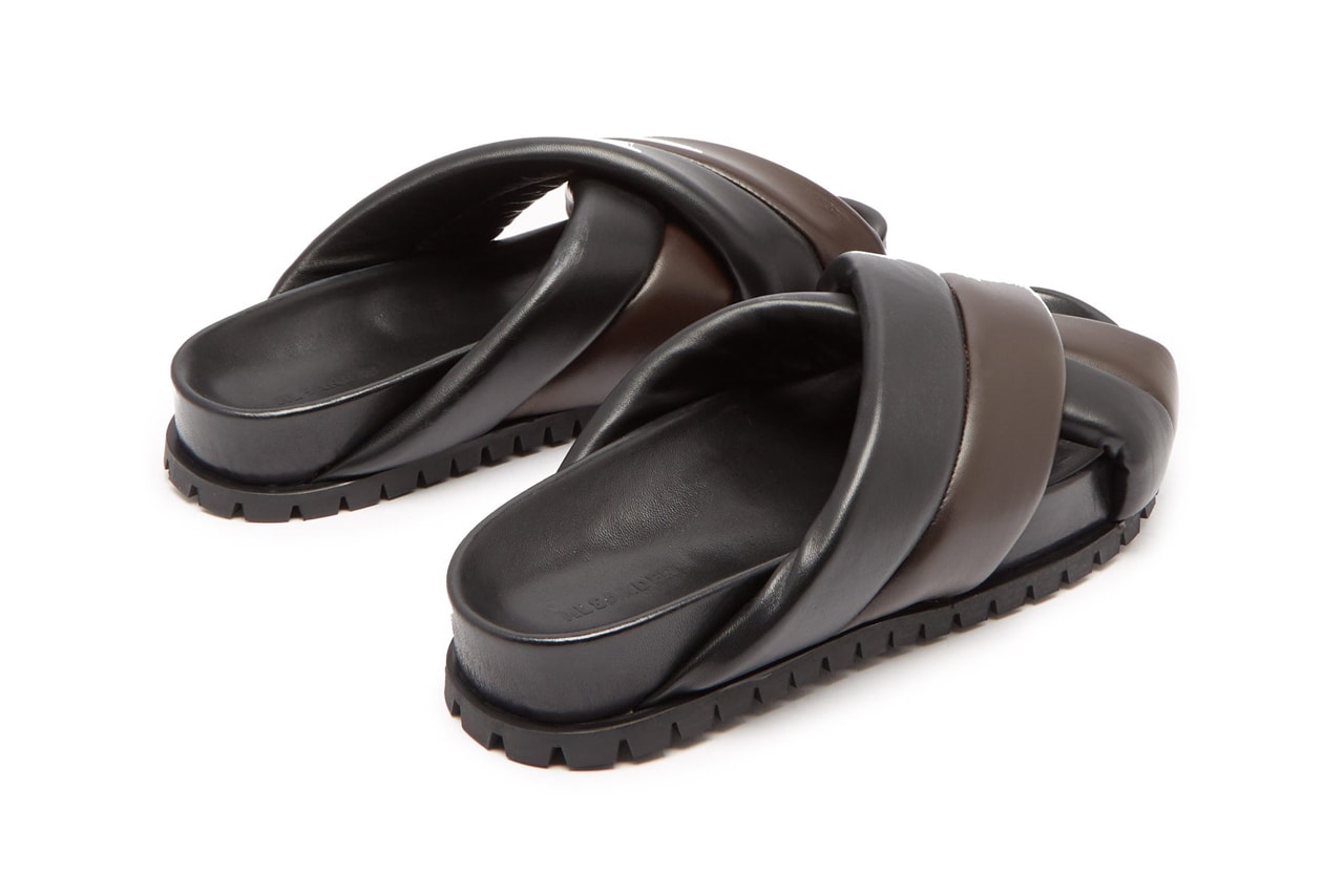 jil sander plait effect black brown leather sandals colorblocked bicolor release 