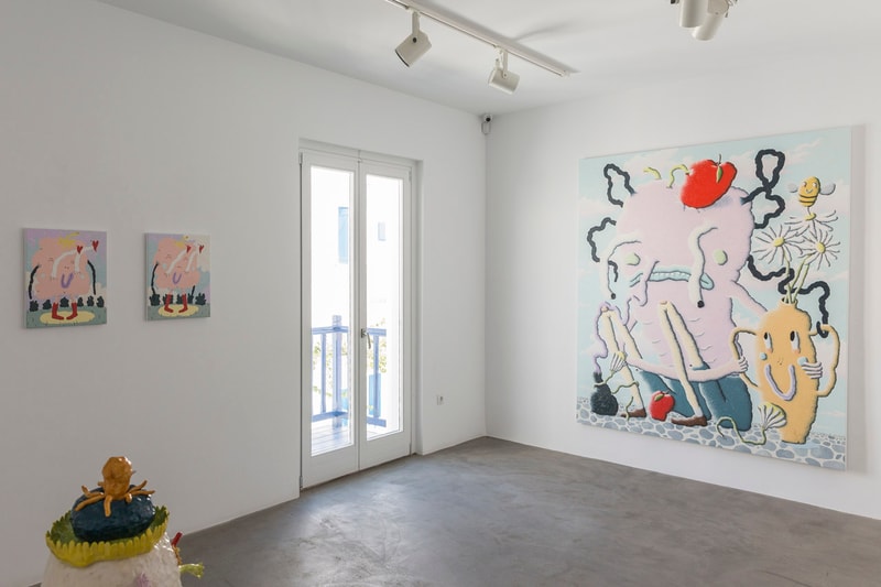 Joakim Ojanen Island Exhibition Dio Horia Gallery Mykonos Greece Oil Painting emotional sculptures ceramics layered colorful squiggly quirky 