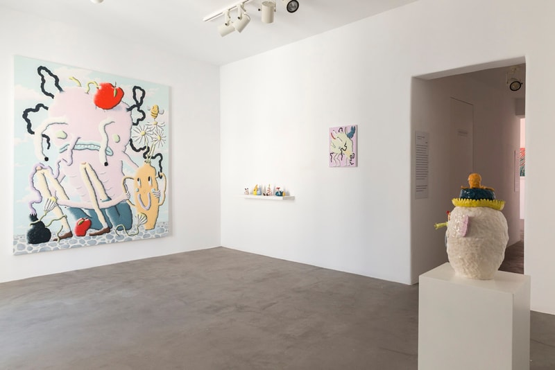 Joakim Ojanen Island Exhibition Dio Horia Gallery Mykonos Greece Oil Painting emotional sculptures ceramics layered colorful squiggly quirky 