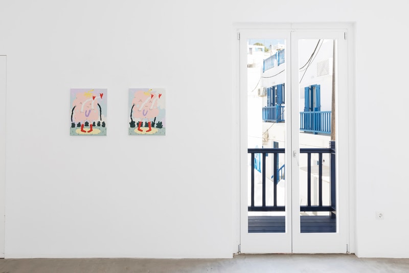 Joakim Ojanen Island Exhibition Dio Horia Gallery Mykonos Greece Oil Painting emotional sculptures ceramics layered colorful squiggly quirky 