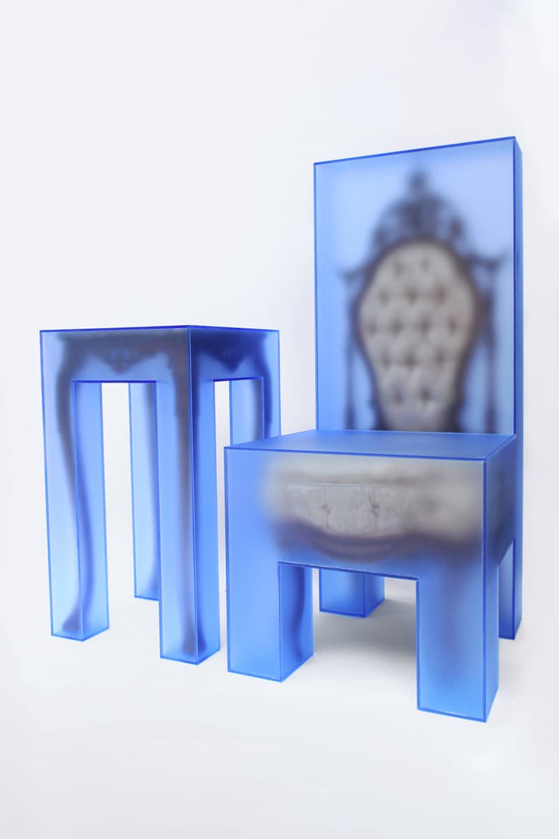 3.Paradis Joyce Lin Emeric Tchatchoua For Now We See Through a Glass Darkly Sabine Street Studios Houston Chairs Tables Lamps Mirrors Blue Furniture