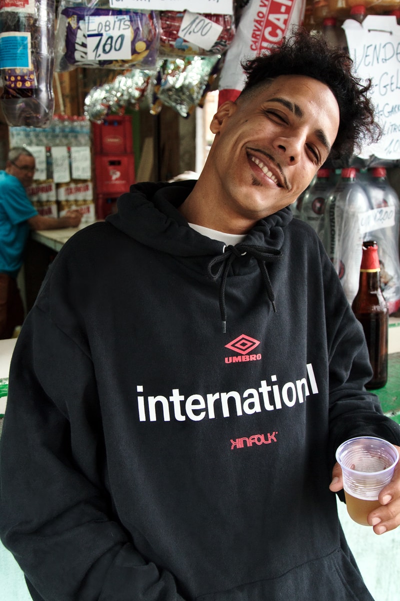 Kinfolk Umbro Capsule Collection summer 2019 release Jackets Shorts Pants Tees Hoodies Black Red White Rio de Janeiro brazil youth ricardo beliel