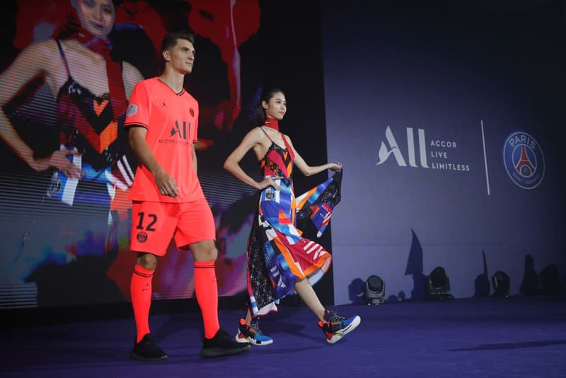 KOCHÉ Reimagines PSG's Football Kit Into a Colorful Boxer's Robe football soccer paris saint-germain dress kylian mbappe