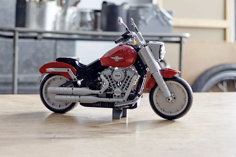 LEGO creator Immortalizes Harley-Davidson's Fat Boy lego creator building blocks motorcycles red black bricks