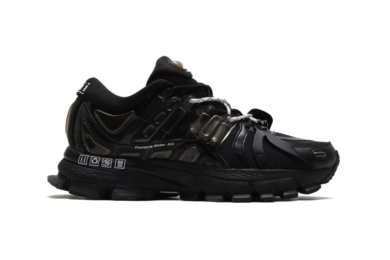 LI NING Furious Rider Ace 15 Black silicone bubbles rubber leather mesh black SS20 paris fashion week runner chinese athletic sportswear brand chunky duo laces