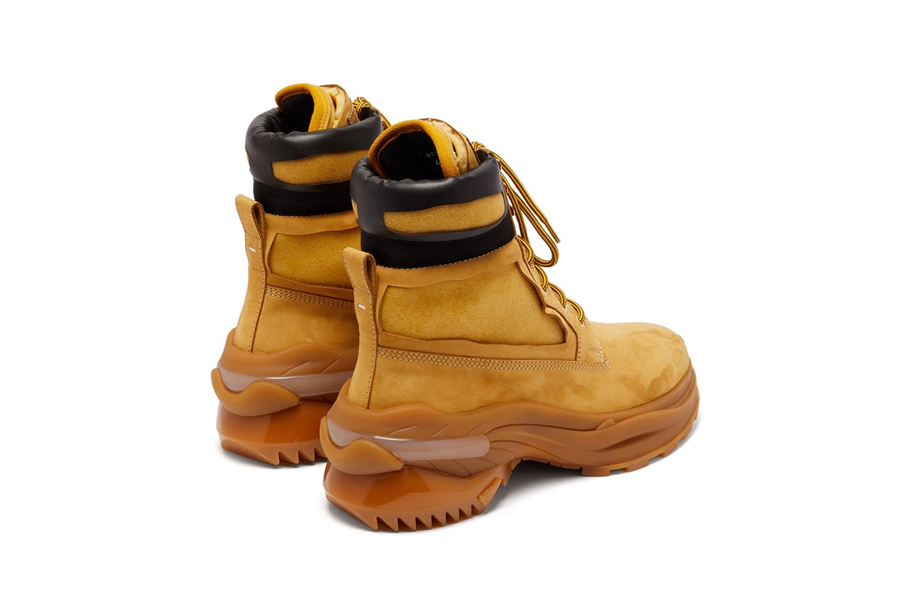 Maison Margiela Union Foam-Insert Nubuck Leather Boots Tan Wheat Black Gum Colorway Footwear Release Information Cop Online MATCHESFASHION.COM Padded Ankle