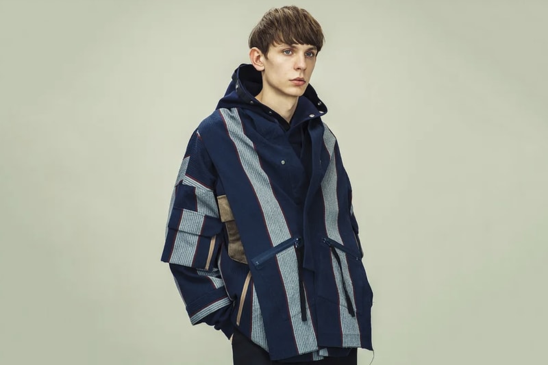 MEANSWHILE Fall Winter 2019 Collection Japanese outdoor label technical progressive down jacket parka noragi deconstructed mountaineering multi pocket tactical vest