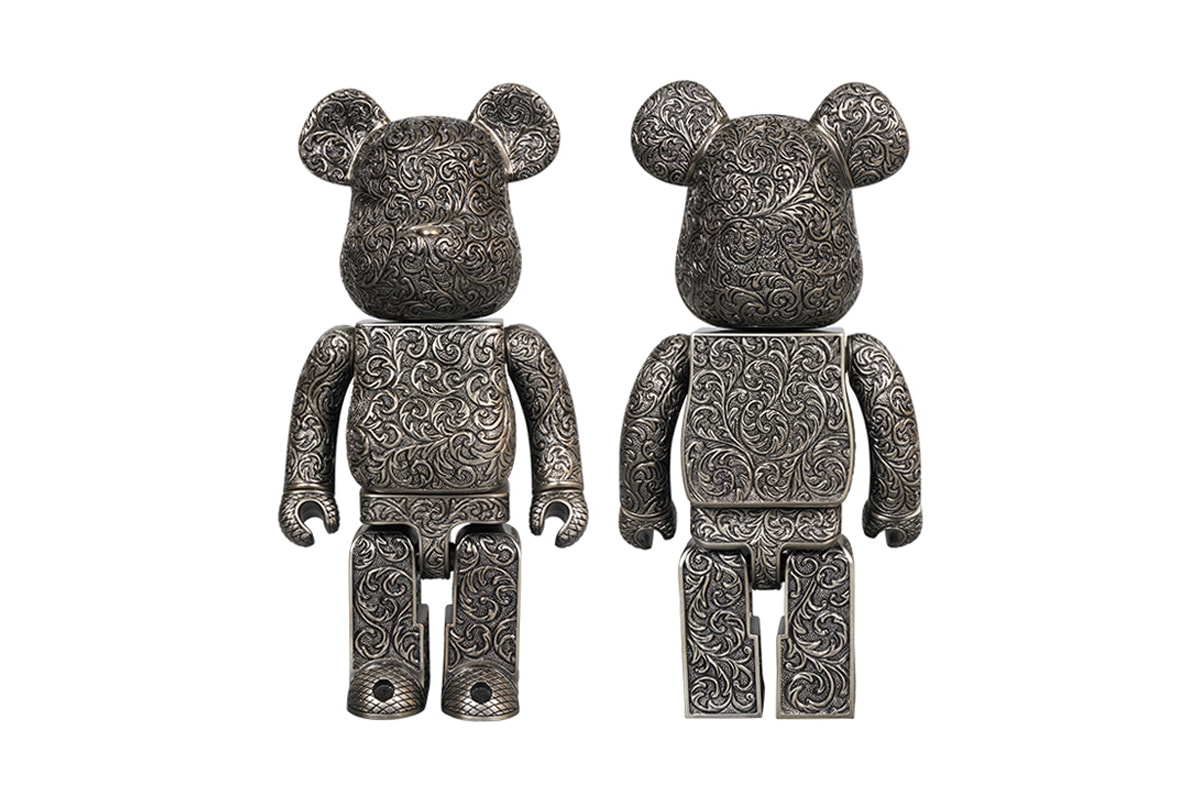 Medicom Toy Royal Selangor BE@RBRICK Release Info arabesque black release info silver metalwork embroidery flower design toy collectible figurine  drop date collaboration pewter metal alloy 