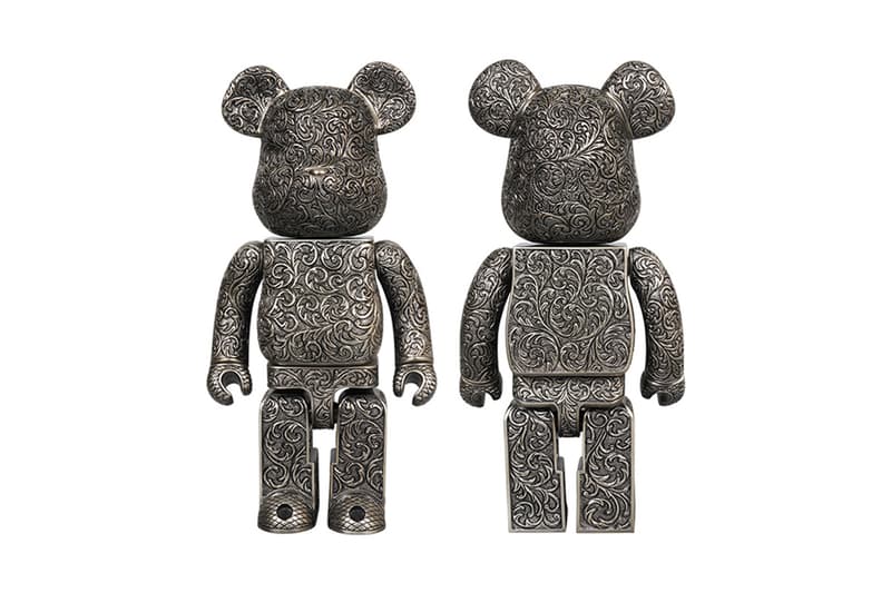 Medicom Toy Royal Selangor BE@RBRICK Release Info arabesque black release info silver metalwork embroidery flower design toy collectible figurine drop date collaboration pewter metal alloy