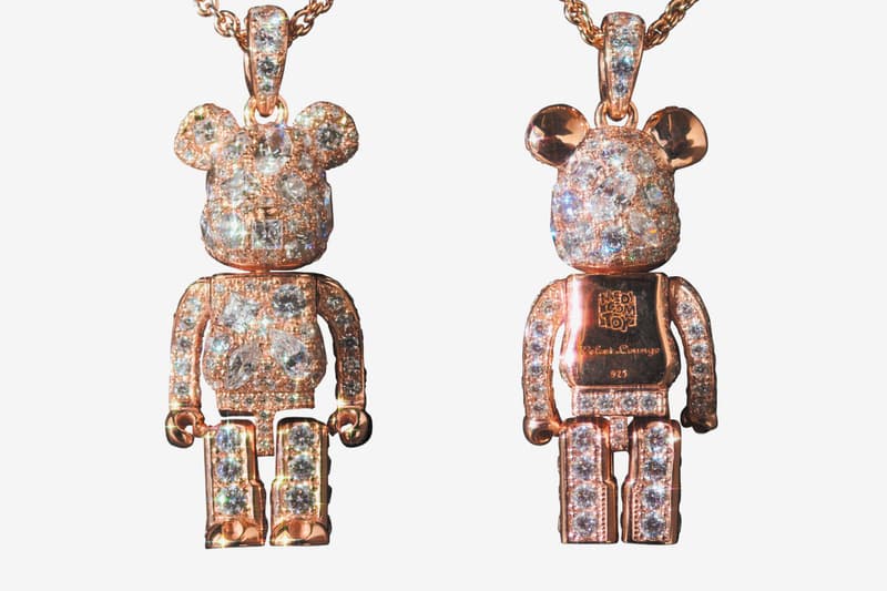 Medicom Toy Stardust Bearbrick Pink Gold Velvet Lounge jewel encrusted Japanese zirconia meteorite fragments 18k 223 stones