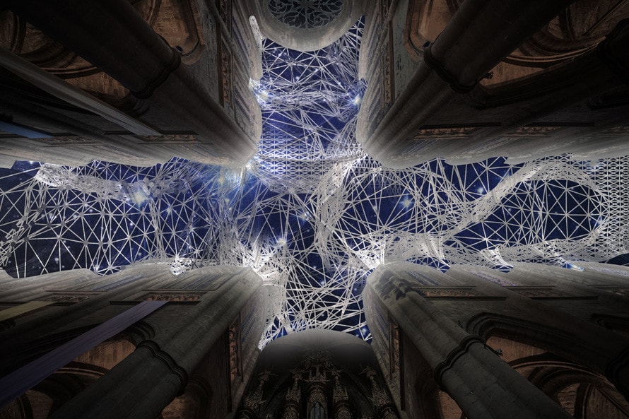 miguel chevalier supernova virtual reality digital installation notre dame cathedral paris france