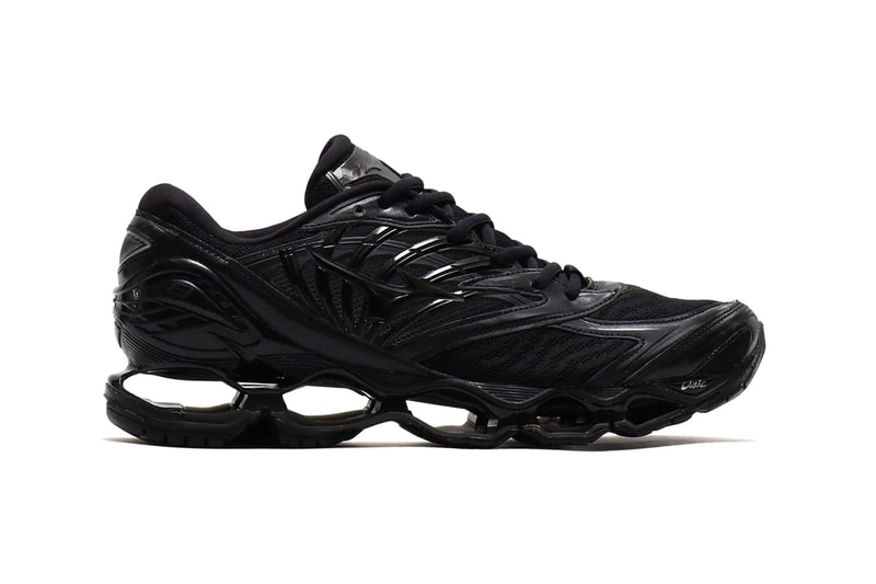 mizuno wave prophecy 8 black silver u4icx technology midsole triple black silver pu foam stability cushion corrugated strobel