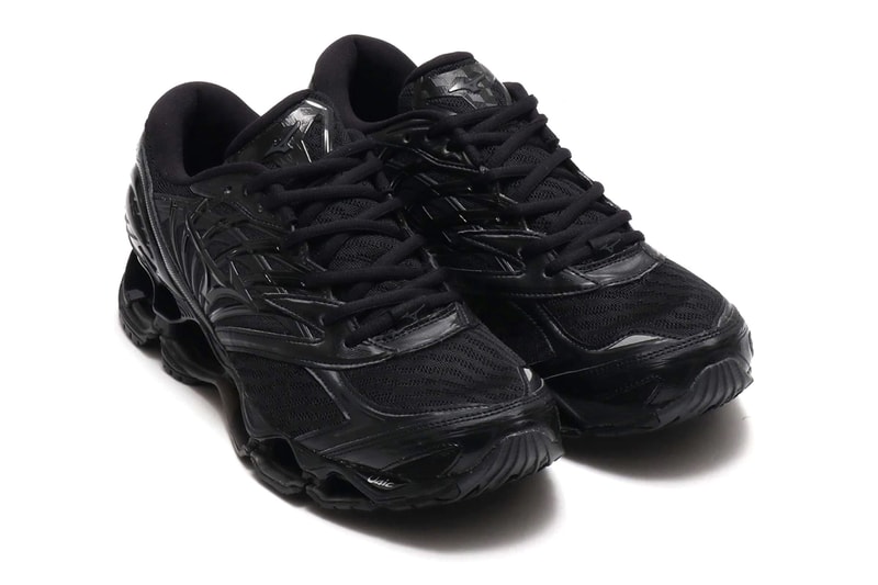 mizuno wave prophecy 8 black silver u4icx technology midsole triple black silver pu foam stability cushion corrugated strobel