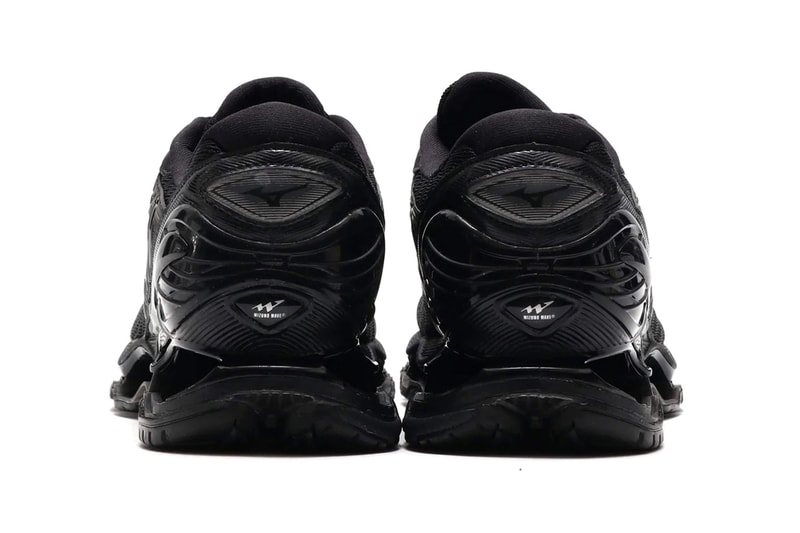 mizuno wave prophecy 8 black silver u4icx technology midsole triple black silver pu foam stability cushion corrugated strobel
