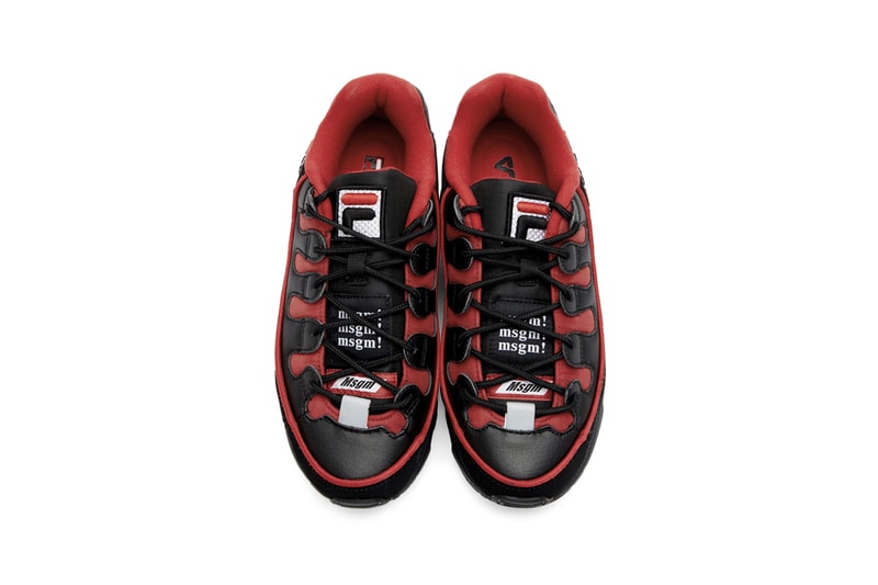 MSGM x Fila Edition Silva Trainer Sneakers Release Information Black Red White Neon Yellow Ripstop Faux Leather Faux Suede 3M Reflective Tonal Trim 2A Technology