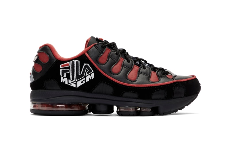 MSGM x Fila Edition Silva Trainer Sneakers Release Information Black Red White Neon Yellow Ripstop Faux Leather Faux Suede 3M Reflective Tonal Trim 2A Technology
