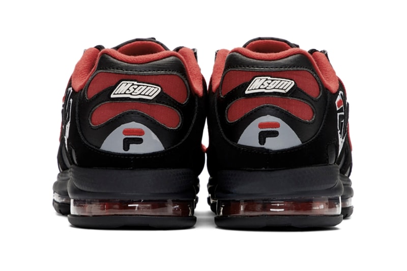 MSGM x Fila Edition Silva Trainer Sneakers Release Information Black Red White Neon Yellow Ripstop Faux Leather Faux Suede 3M Reflective Tonal Trim 2A Technology