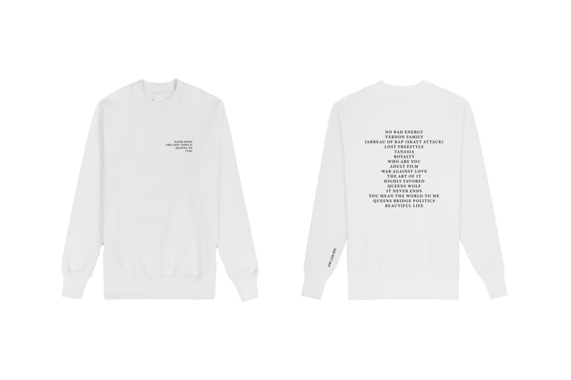 Nas x Aimé Leon Dore The Lost Tapes II Merch Capsule collaboration new york queens streetwear tracklist crewneck sweat t-shirt blunt ash tray candle queens wolf hooded sweatshirt hoodie longsleeve