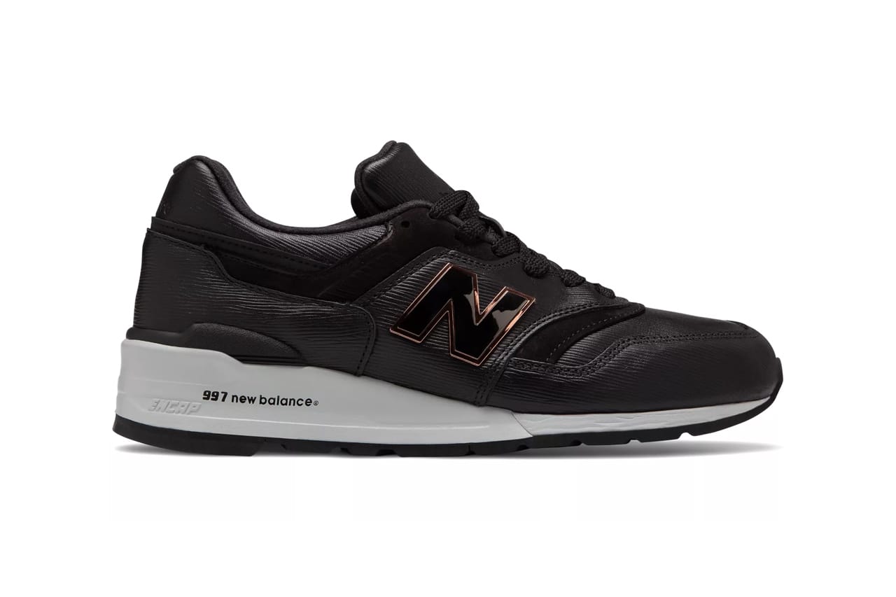 new balance 300 suede court trainers with copper trim in white