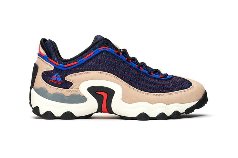nike acg air skarn sneaker silhouette first look release details info red navy racer blue sand brown air max 97 sneakersnstuff buy cop purchase order