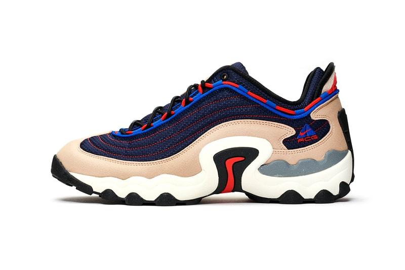 nike acg air skarn sneaker silhouette first look release details info red navy racer blue sand brown air max 97 sneakersnstuff buy cop purchase order