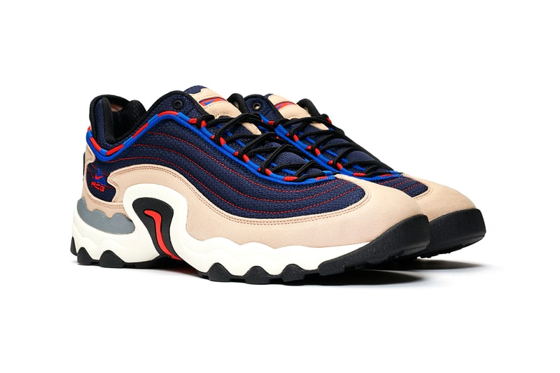 nike acg air skarn sneaker silhouette first look release details info red navy racer blue sand brown air max 97 sneakersnstuff buy cop purchase order