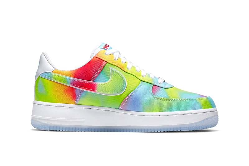 Nike Air Force 1 07 Premium Tie Dye White University Red Blue Gaze Multi Color Sneaker colorway release date information 