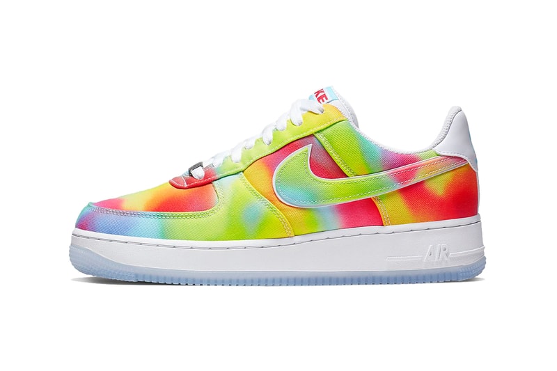 Nike Air Force 1 07 Premium Tie Dye White University Red Blue Gaze Multi Color Sneaker colorway release date information 