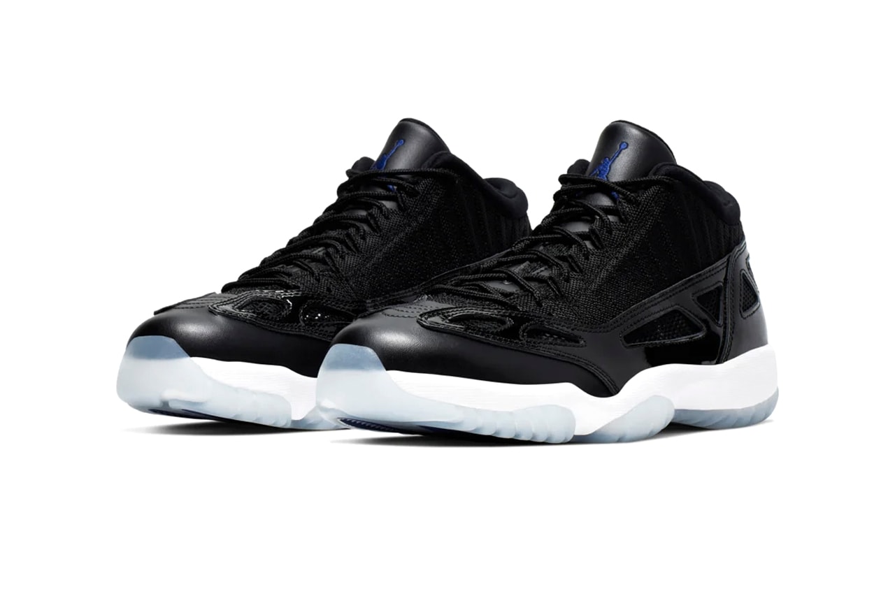 Nike Air Jordan 11 XI Low I.E. "Black/Dark Concord" Sneaker Release Information Cop Online Drop Date How To Buy Patent Icy Outsole "Space Jam"