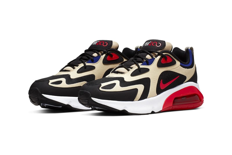 Nike Air Max 200 Team Gold University Red air unit sole mesh perwinkle suede heel reflective bubbles tint chunky round laces blue sneaker footwear swoosh