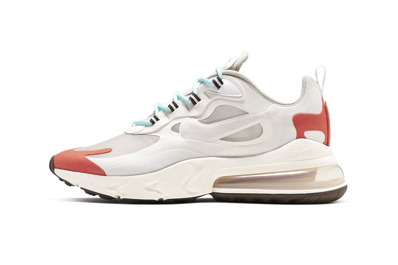 Nike Air Max 270 React "Light Beige Chalk/Summit White/Team Orange/Platinum Tint" Sneaker Release Date Information Drop Cop Online Members Only Access First Look Swoosh